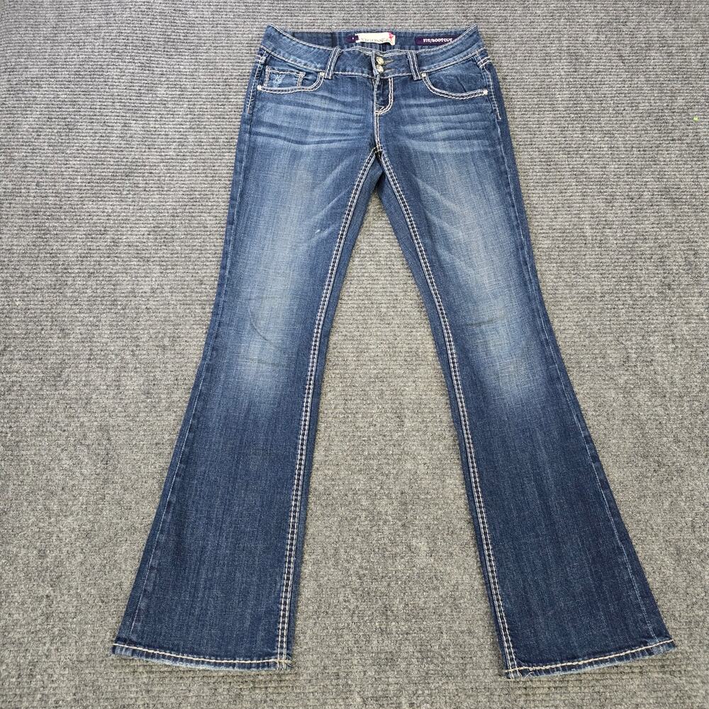 Vigoss Jeans Womens 3 Blue Bootcut Stretch Double Button Flap Pocket 29x32